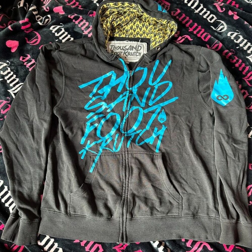 thousand foot krutch graphic zip-up hoodie